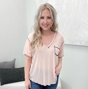 NWOT POL Pastel Pink Patchwork Floral Contrast Top Balletcore Boho Y2K Small